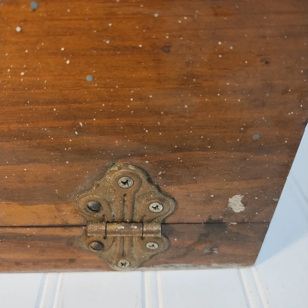 Antique / Vintage Wooden Ballot Box Lockable Hinged Money Deposit Tithe Rustic
